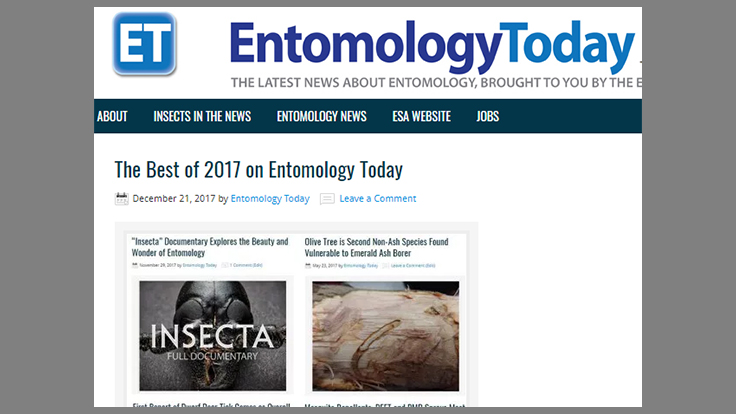 ESA Announces 'Best of 2017' Articles on Entomology Today
