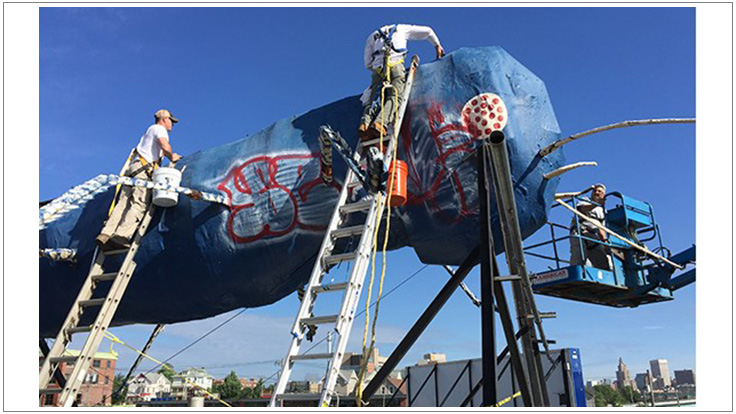 Iconic 'Big Blue Bug' Vandalized, Prompting Outpouring of Support