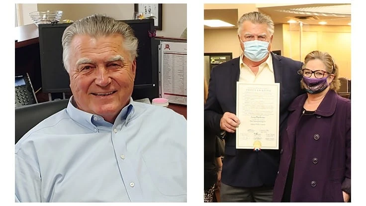 Jefferson Parish recognized Jerry Matherne (left and with his wife, Lisa) by proclaiming Feb. 3 Jerry Matherne Day.