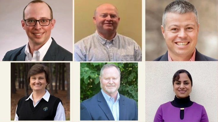 Top row (left to right): Eric Picard, Keith Miller and Mike Hervela. Bottom row (left to right): Pat Morrow, Mike Leahy and Dr. Sally Abbar.