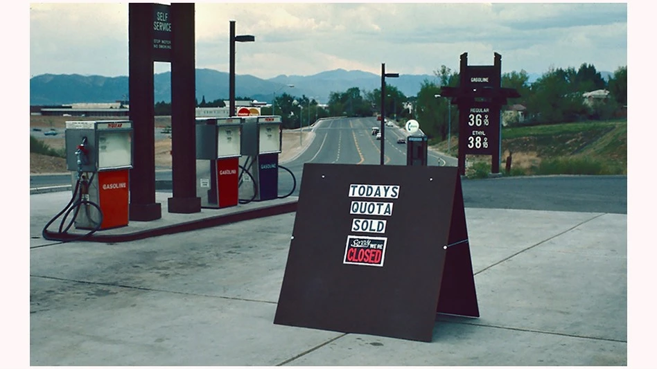 Gas Station 1970s out of gas