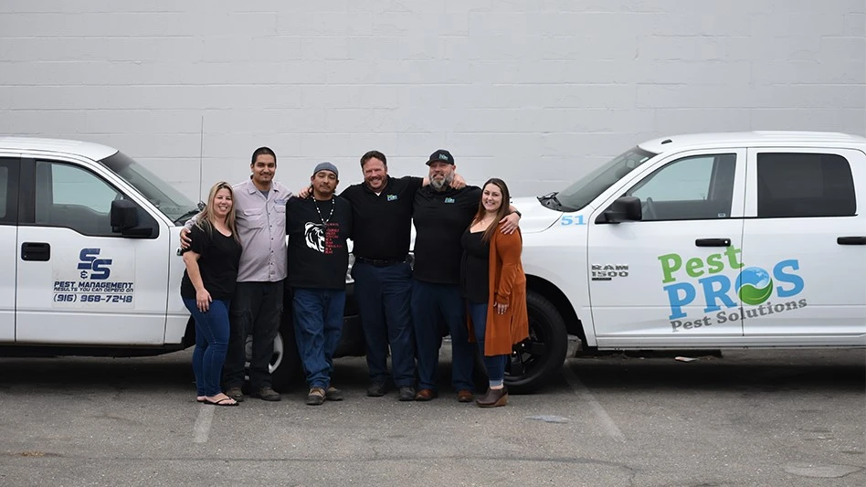 From left to right Julie Lau (office manager S&S), Angel Salazar (Service Supervisor S&S), Raul Salazar (President S&S), Zack Burrows (V.P. Pest Pros), Josh Fleenor (President Pest Pros) and Ashlee Gomes (Director of Office Administration Pest Pros).
