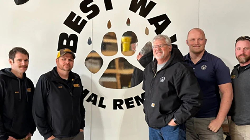 Pictured (from left to right): Johnny McQuade (Varment Guard Supervisor), Jared Miller (Varment Guard Operations Director), Jack Waterway (owner of Best Way Animal Removal) Glen Geurink (Best Way Technician), Gabe Hartwig (Varment Guard Supervisor).