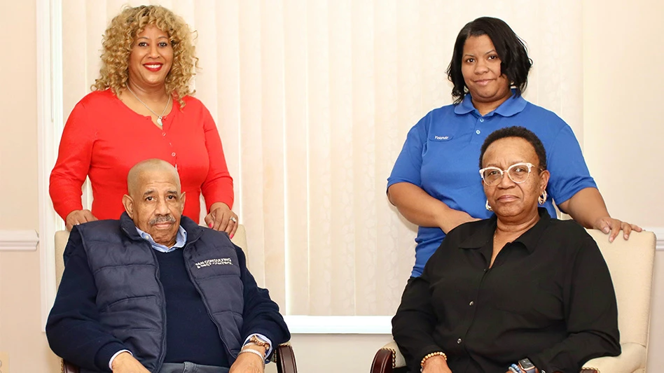 Back row (left to right) Tracy Talbert, president and Yolanda Colbert, office manager. Front row (left to right) Michael Neville, owner and Angela Neville, CEO.
