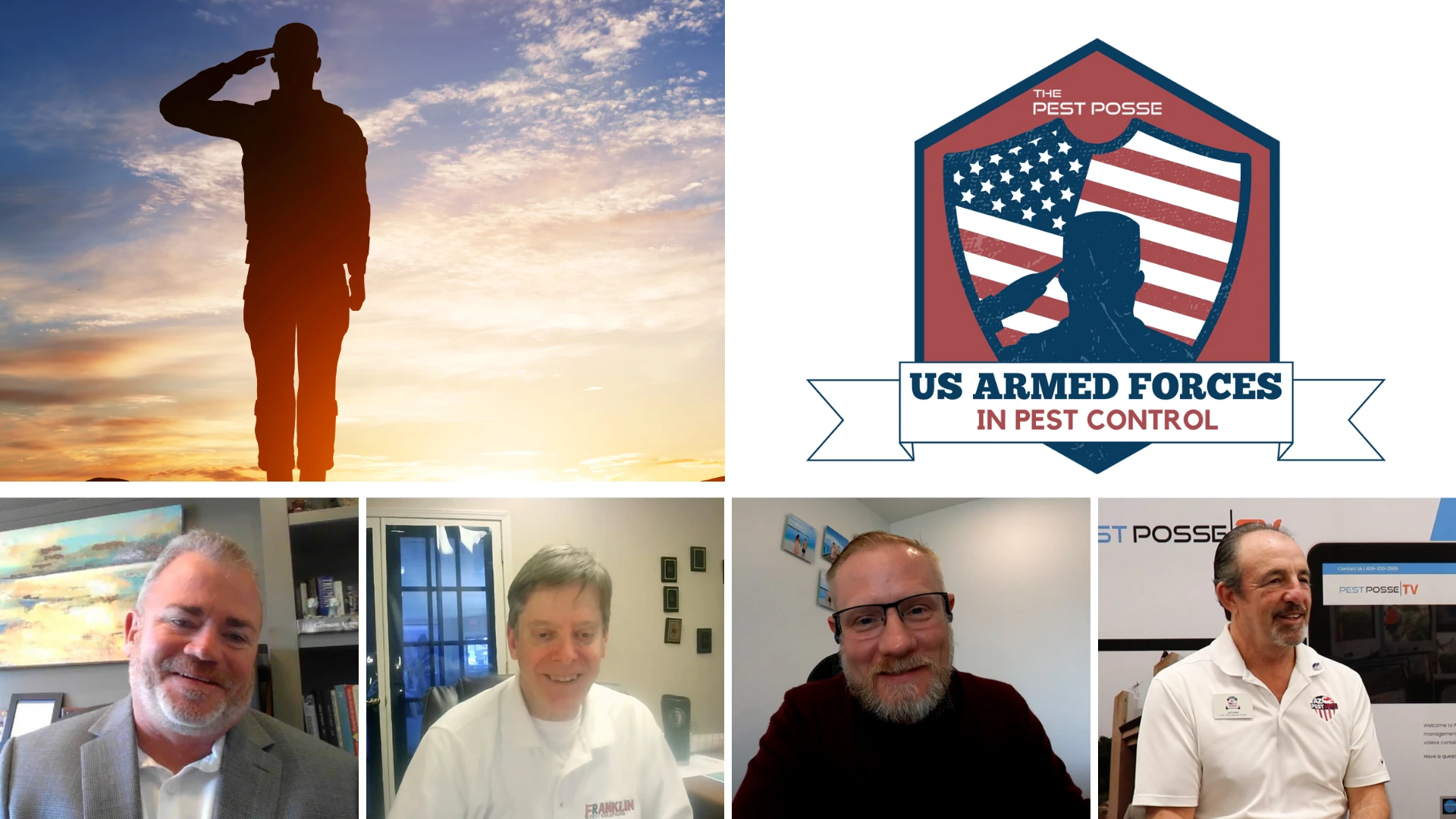 Left to right: U.S. Navy veteran Peter Obenauer, Vector Disease Control International; U.S. Air Force veteran Dave Sloop, Franklin Pest Solutions; U.S. Marine veteran Joey Toth owner of Pitbull Pest Control; U.S. Army veteran Jeff Keller, Burns Pest Elimination.