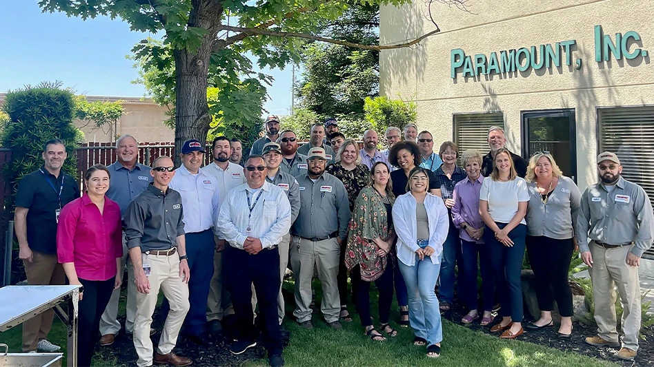 Members of the Clark Pest Control and Paramount Pest team joined together for a photo in front of the Paramount building.