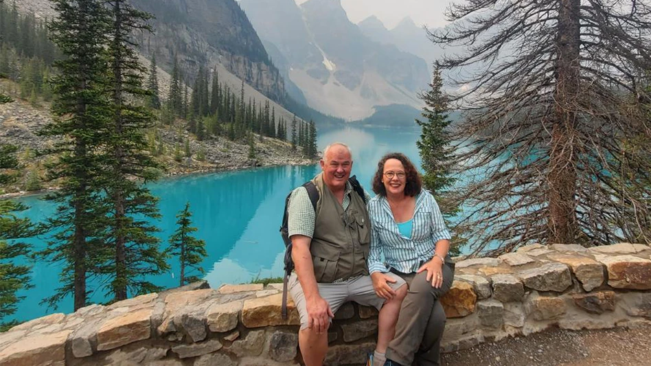 Bryan Cooksey (left) and his wife, Teresa (right), hiked the Emerald Lake in British Columbia, Canada.