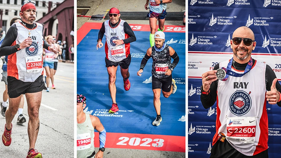 Ray Jerauld of Anti-Pesto Bug Killers has run in nine marathons.