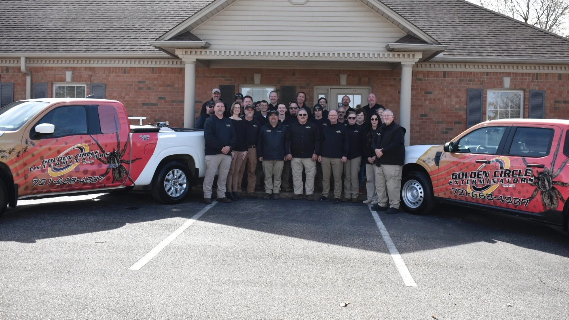 The Golden Circle team outside of the company's building.