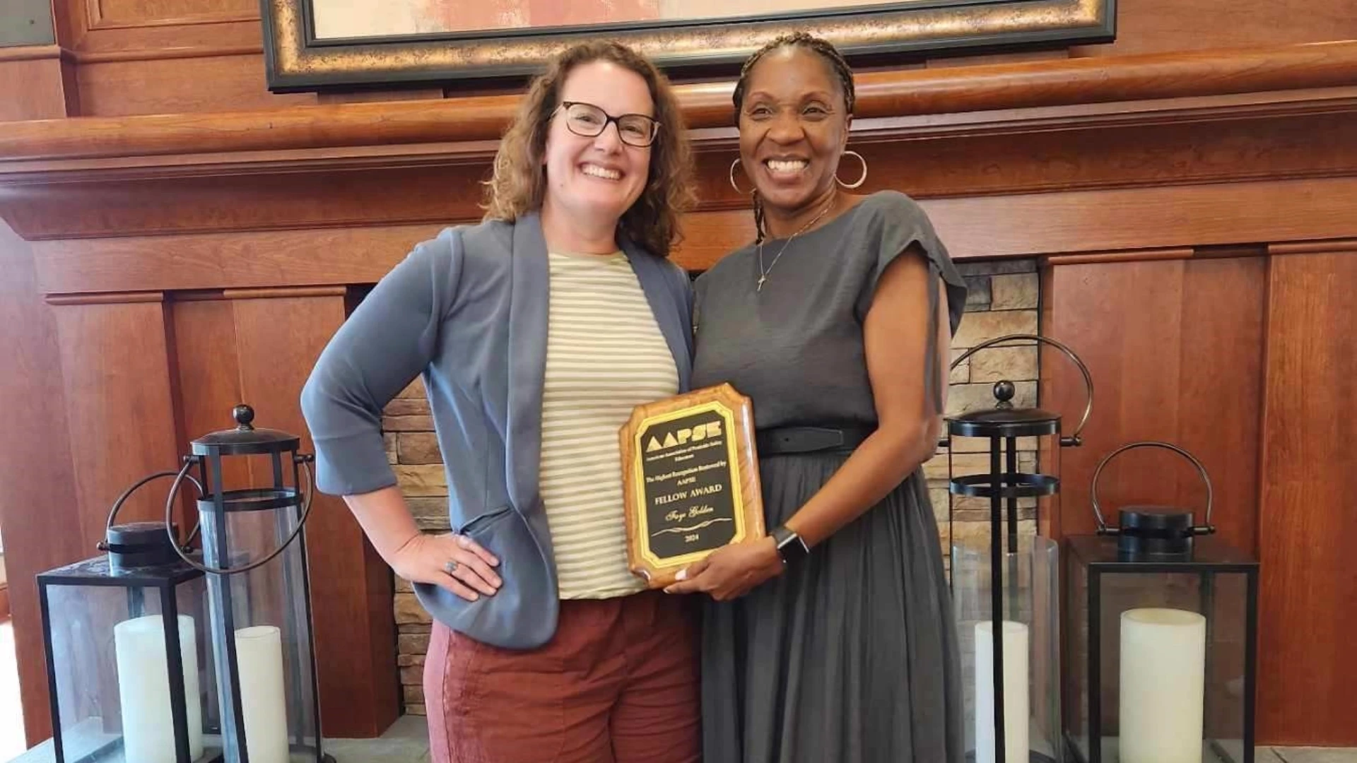 Amanda Bachmann, AAPSE President and South Dakota State University Extension Pesticide Education and Urban Entomology Field Specialist and Faye Golden