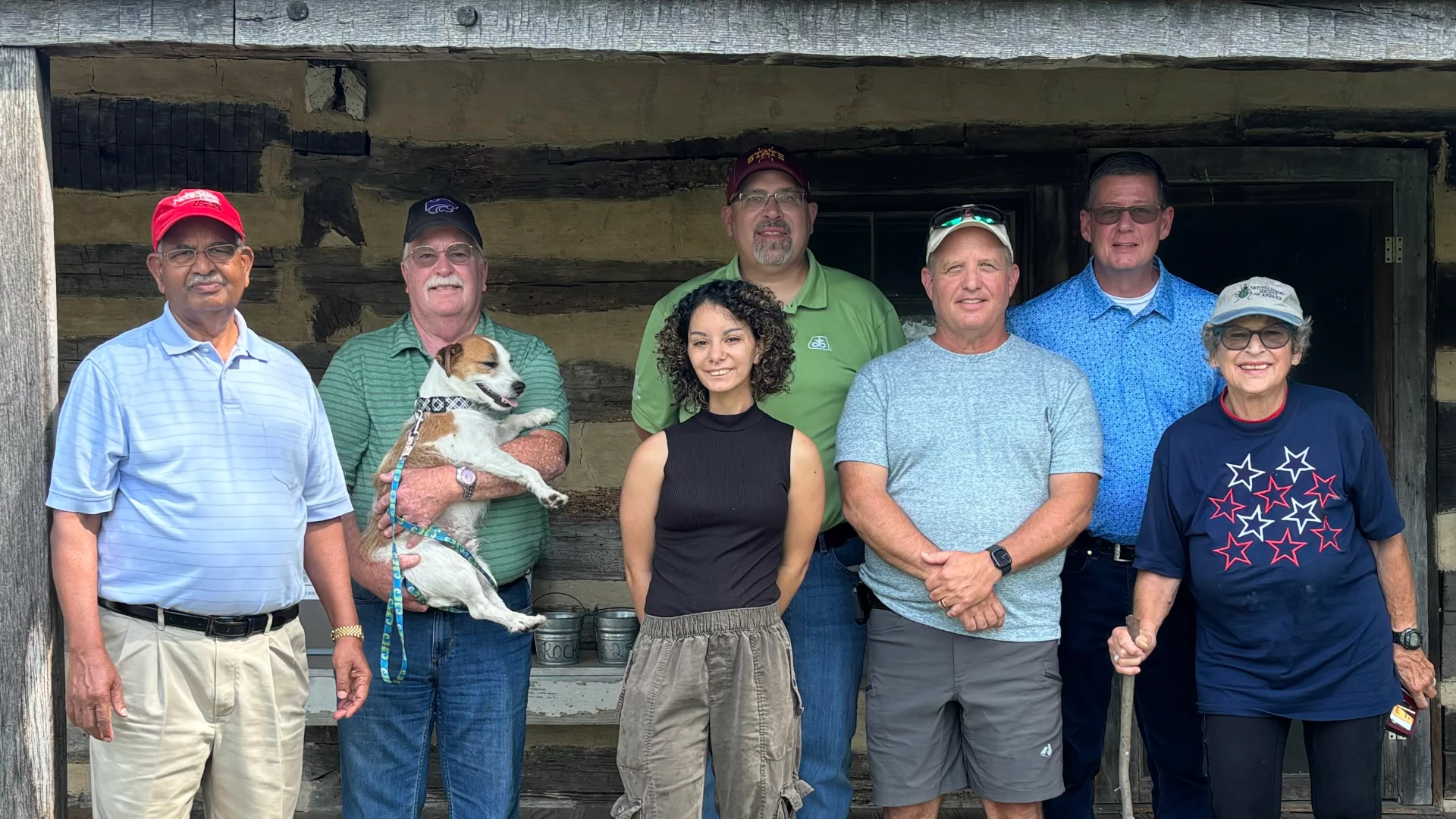 Left to right: Shripat Kamble, Phil Sloderbeck w. Russel, Jae Horn, Tim Nowatzki, Brad Dutoit, Jeffery Preece, and Casey Burks