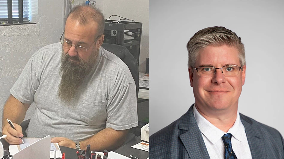 Ken Lang, owner of The Bug Guys, Mena, Ark. (left) and Brandon Klein, director of technical services at Pestban Pest Control, Talking Head, Ga.